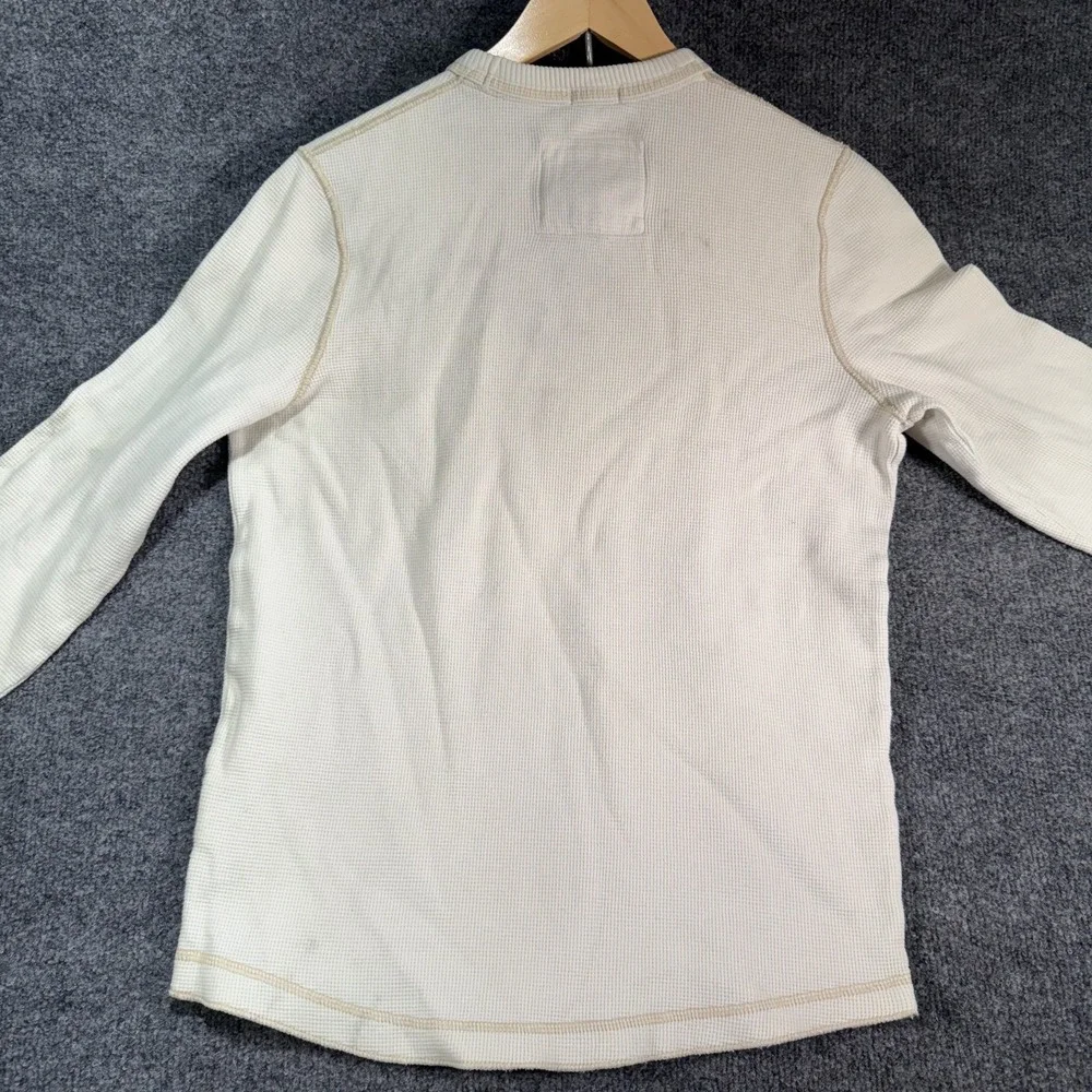 Abercrombie & Fitch Waffle Knit Thermal Sweater Mens Medium White Muscle VTG Y2K